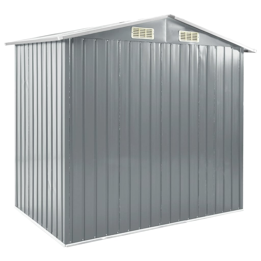 Abrigo de jardim c/ prateleiras 205x130x183 cm ferro cinzento