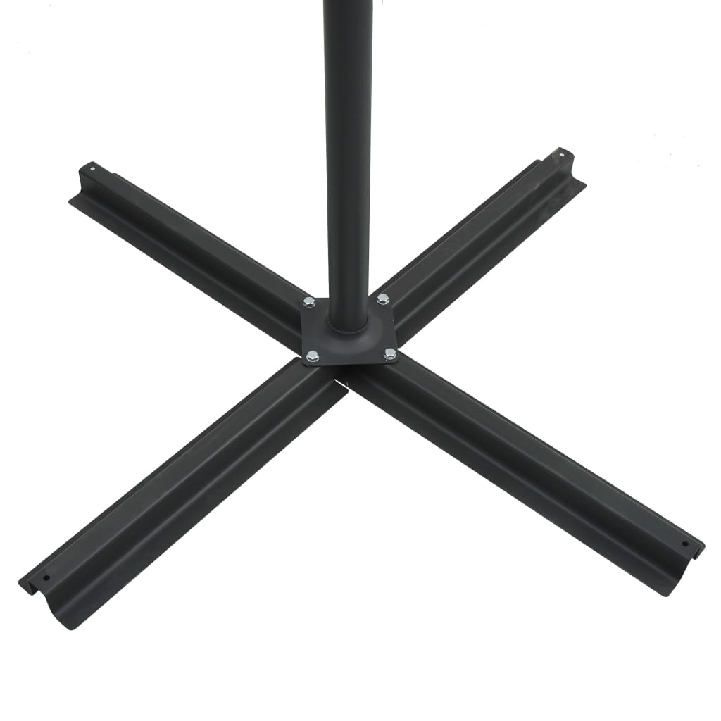 Guarda-sol cantilever luzes LED/poste aço 250x250 cm azul ciano