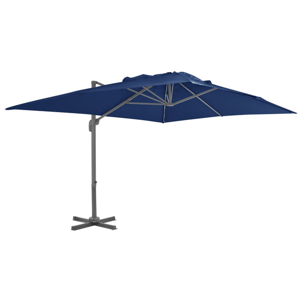 Guarda-sol jardim cantilever c/ poste alumínio 4x3 m azul ciano