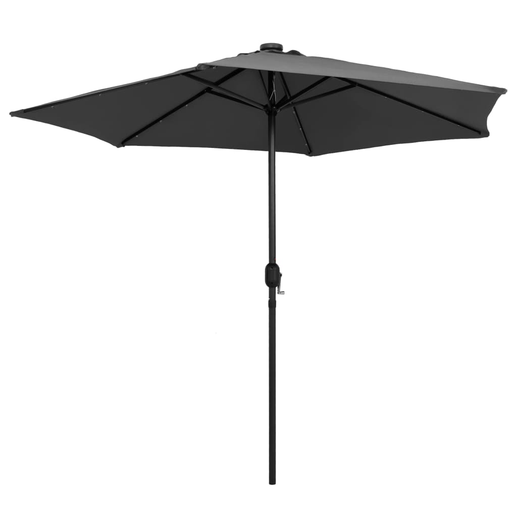 Guarda-sol jardim c/ luzes LED/poste alumínio 270 cm antracite