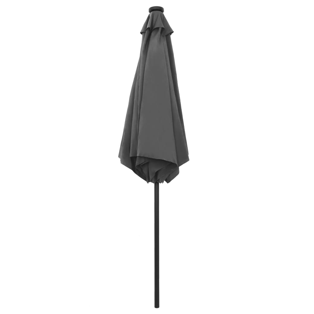 Guarda-sol jardim c/ luzes LED/poste alumínio 270 cm antracite