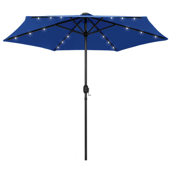 Guarda-sol jardim c/ luzes LED/poste alumínio 270 cm azul-ciano