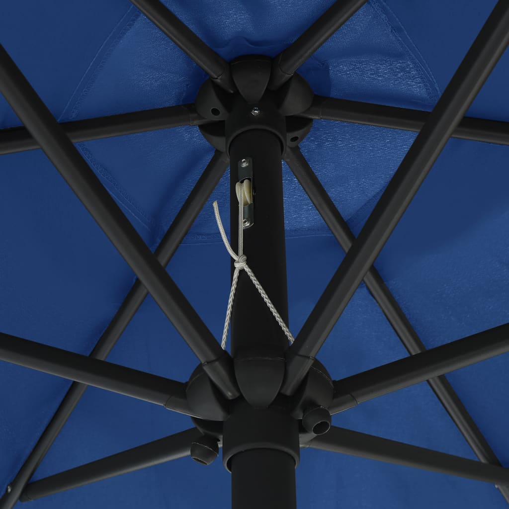 Guarda-sol jardim c/ luzes LED/poste alumínio 270 cm azul-ciano