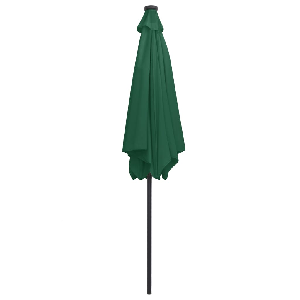Guarda-sol de jardim c/ luzes LED e poste alumínio 300 cm verde