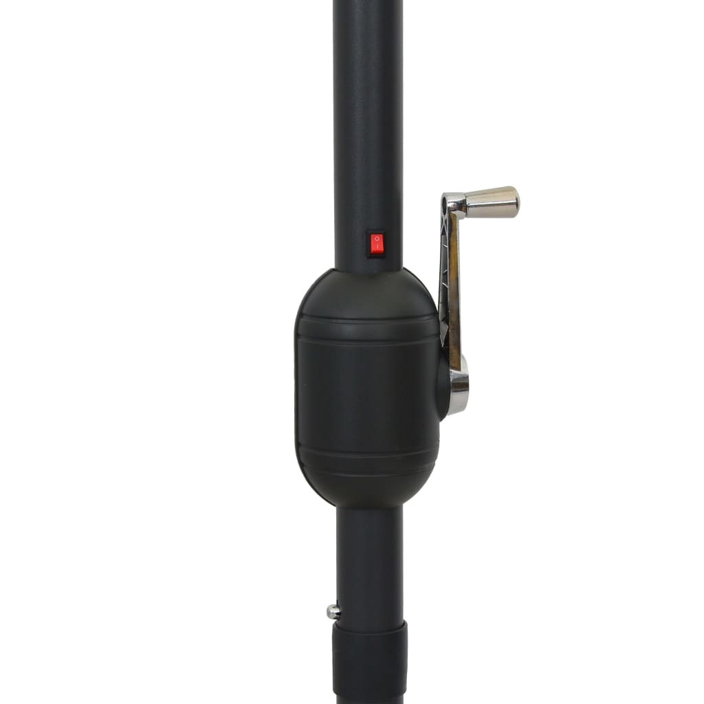 Guarda-sol c/ luzes LED/poste alumínio 300 cm cinza-acastanhado