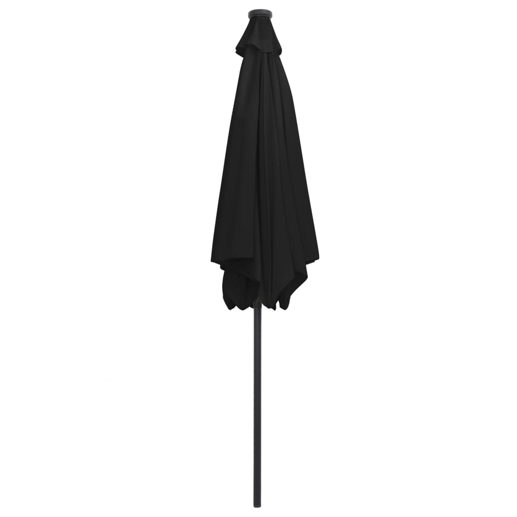 Guarda-sol de jardim c/ luzes LED/poste alumínio 300 cm preto