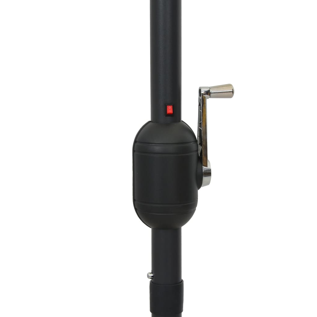 Guarda-sol de jardim c/ luzes LED/poste alumínio 300 cm preto