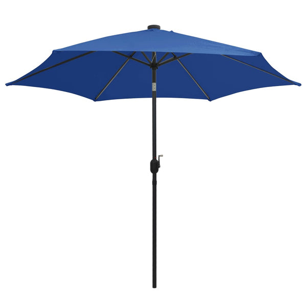Guarda-sol jardim c/ luzes LED/poste alumínio 300 cm azul-ciano