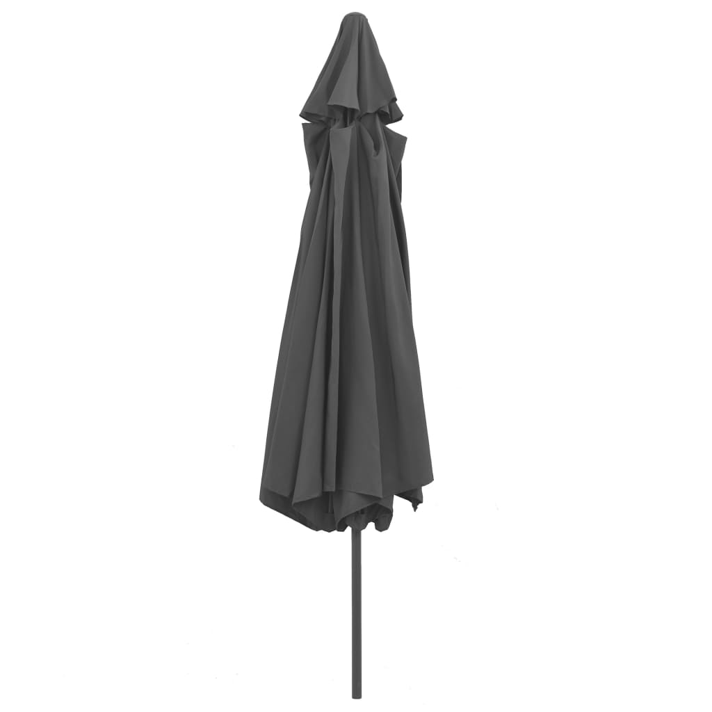 Guarda-sol de jardim com poste de metal 390 cm antracite