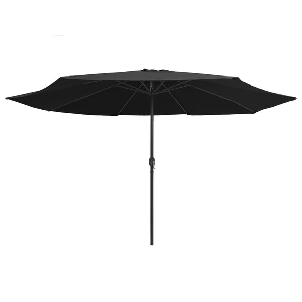 Guarda-sol de jardim com poste de metal 390 cm preto