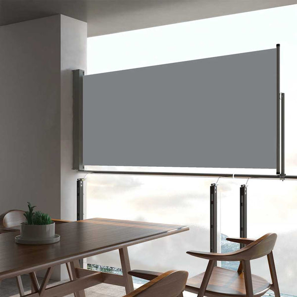 Toldo lateral retrátil para pátio 60x300 cm cinzento