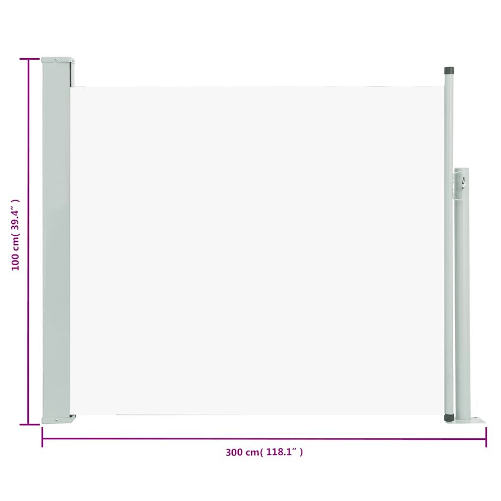 Toldo lateral retrátil para pátio 100x300 cm creme