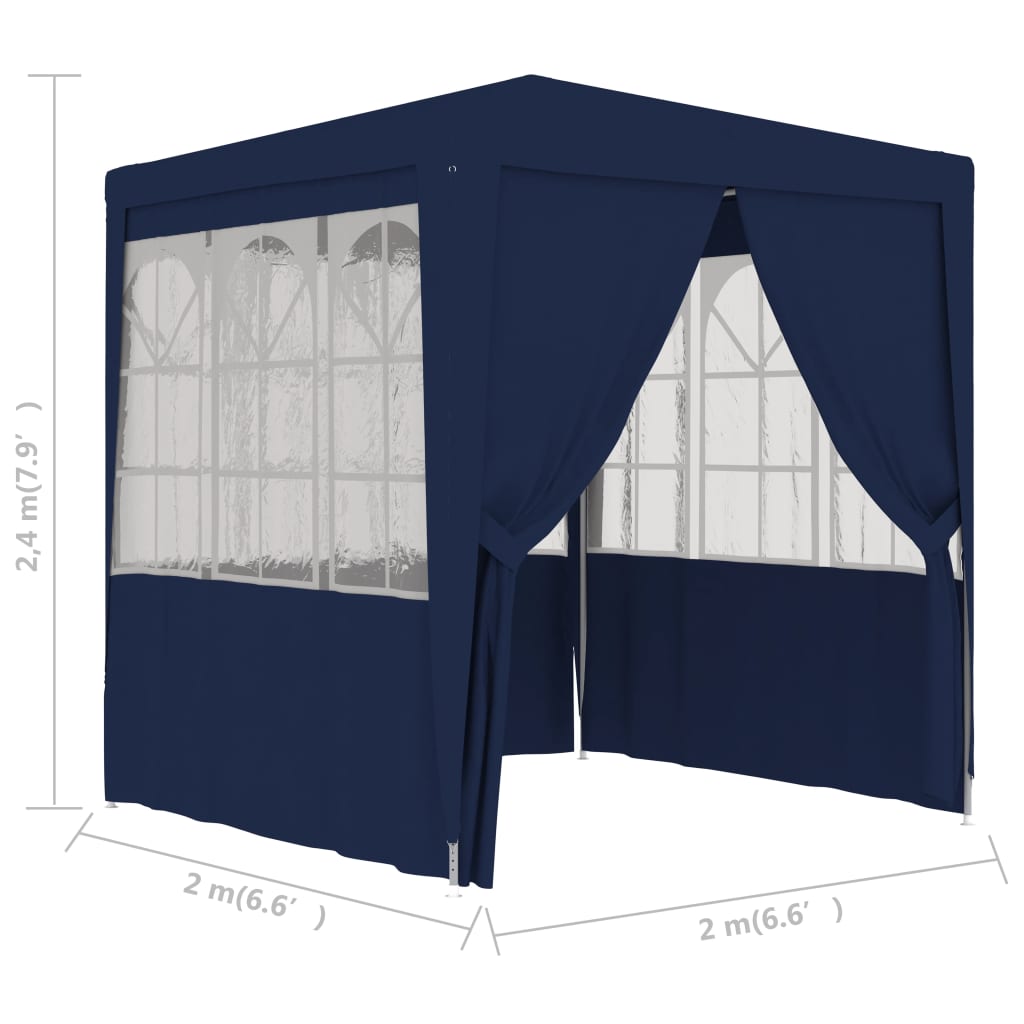 Tenda festas com paredes laterais 2x2 m 90 g/m² azul