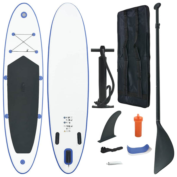 Prancha de paddle SUP insuflável azul e branco