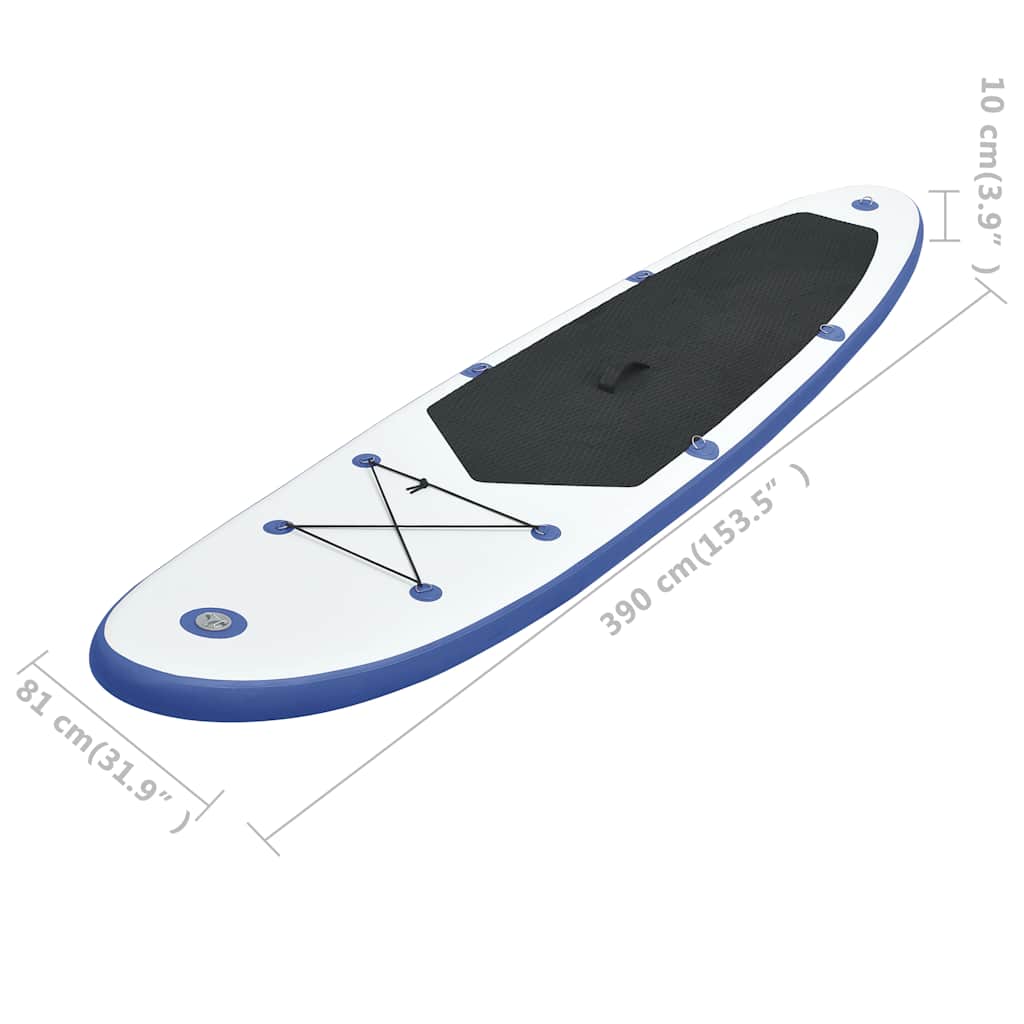 Prancha de paddle SUP insuflável azul e branco