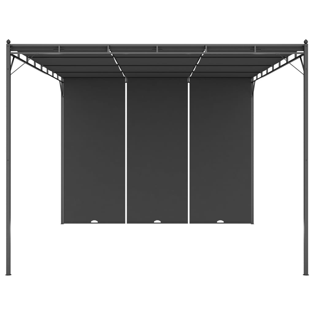 Gazebo de jardim com cortina lateral 4x3x2,25m antracite