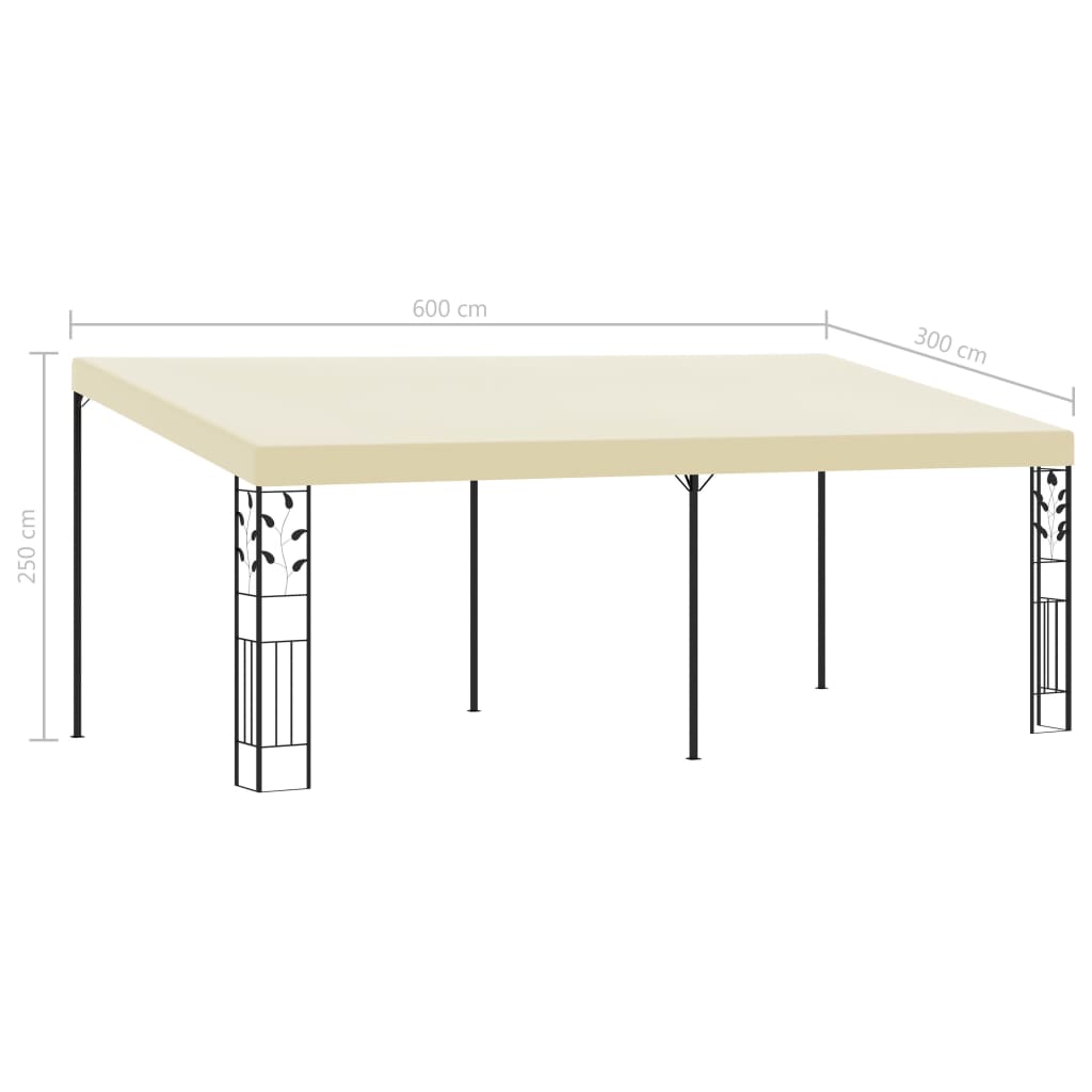 Gazebo de parede 6x3x2,5 m creme