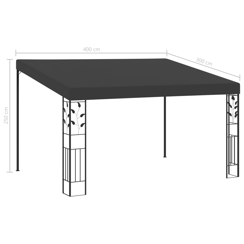 Gazebo de parede 4x3x2,5 m antracite