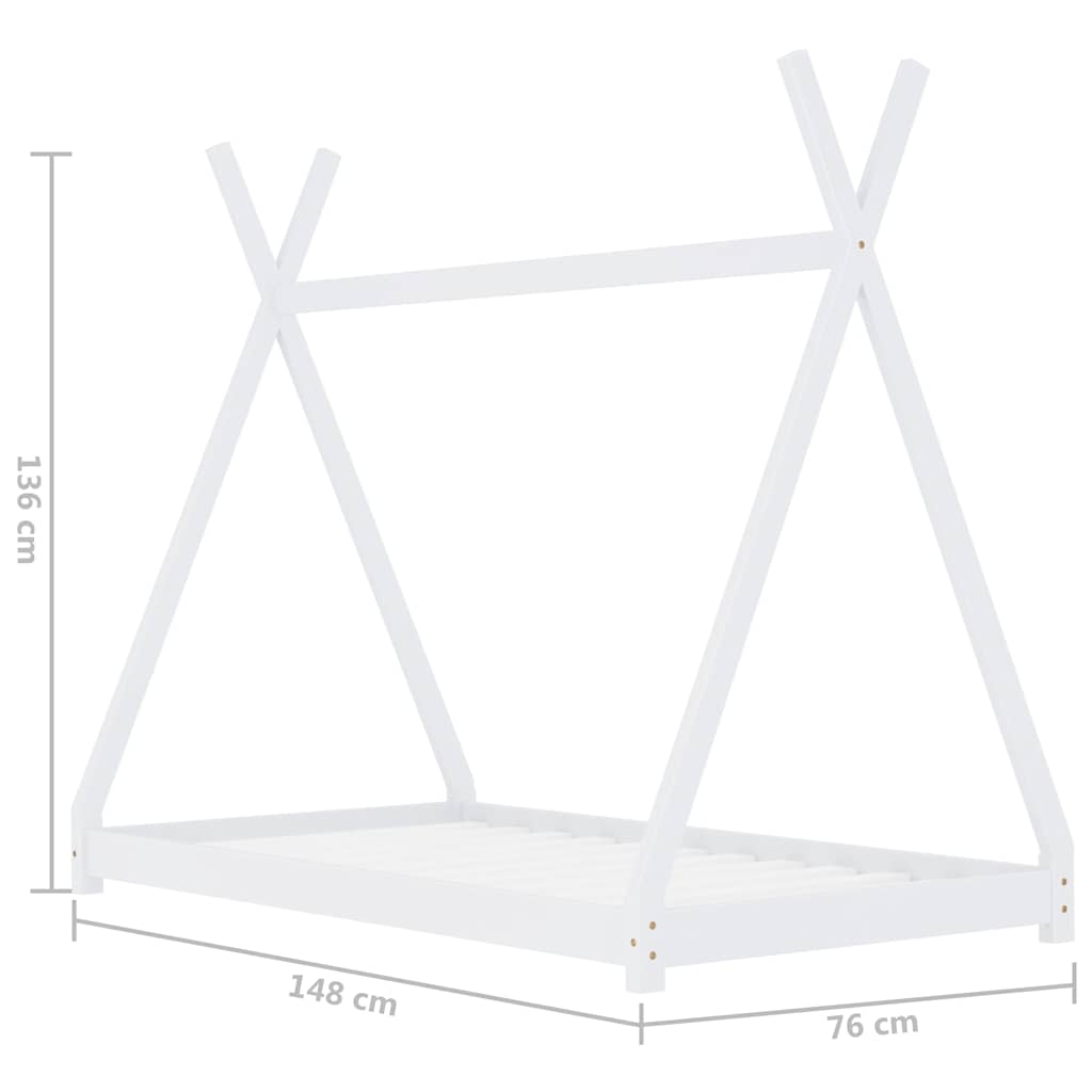 Estrutura de cama para crianças 70x140 cm pinho maciço branco