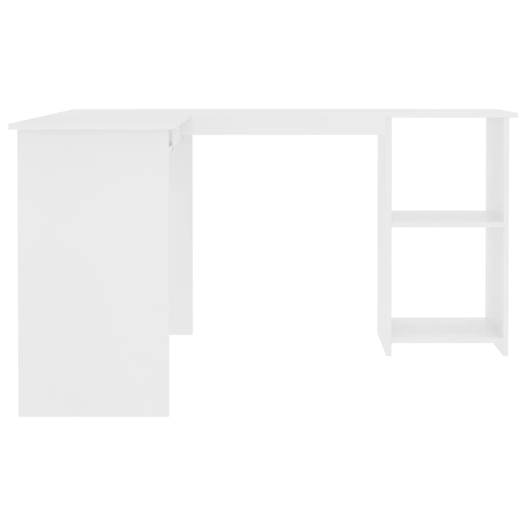 Secretária de canto forma L 120x140x75 cm contraplacado branco