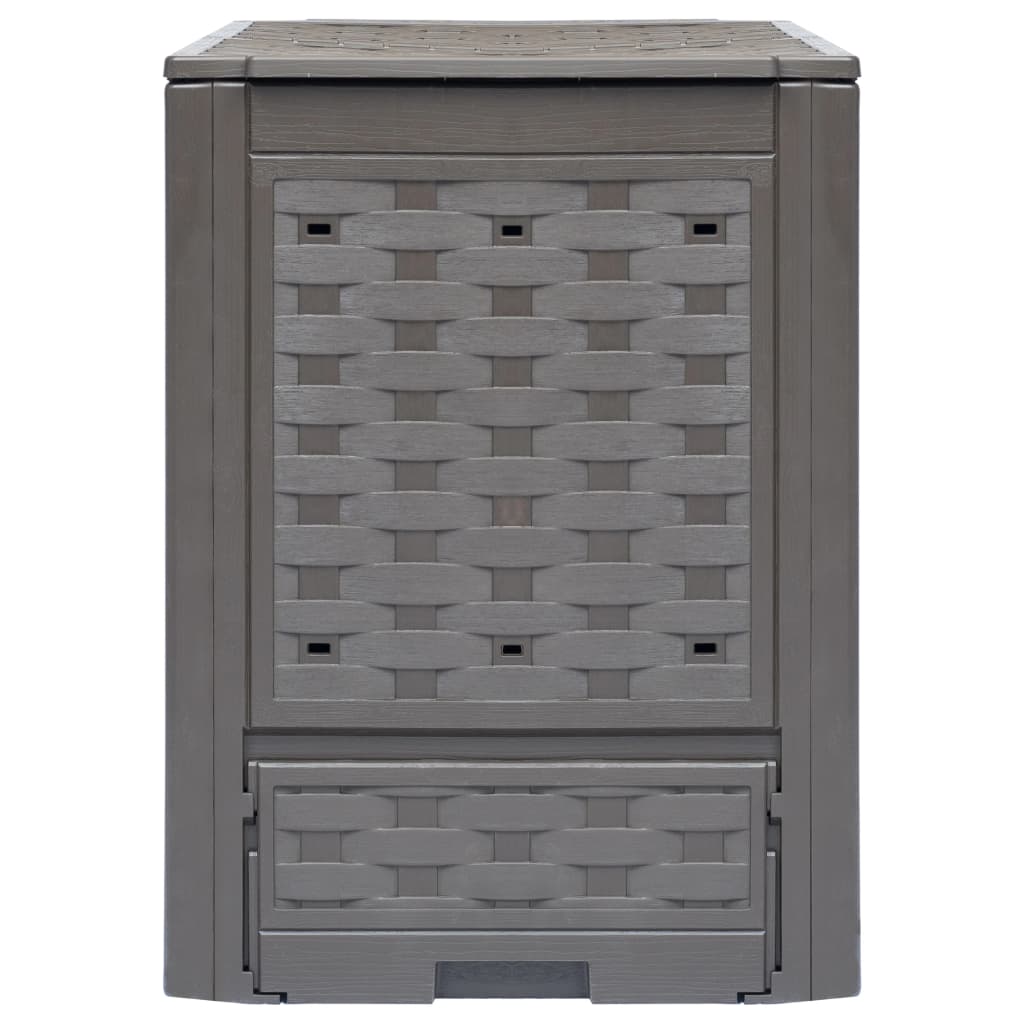 Compostores jardim 2pcs 60x60x83cm 600L plástico vime castanho