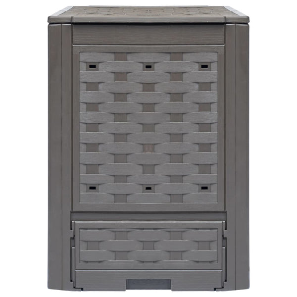 Compostores jardim 2pcs 60x60x83cm 600L plástico vime castanho