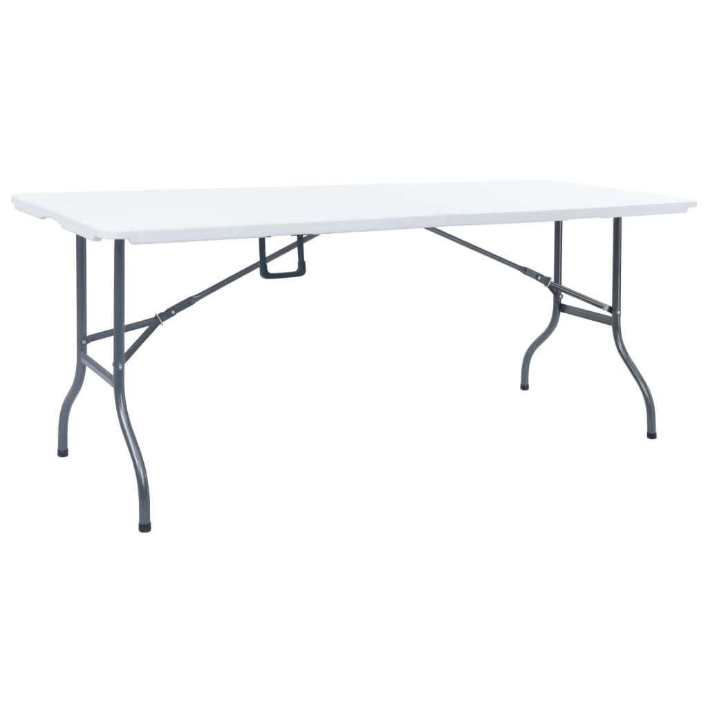 Mesa de jardim dobrável com 2 bancos 180 cm aço e PEAD branco