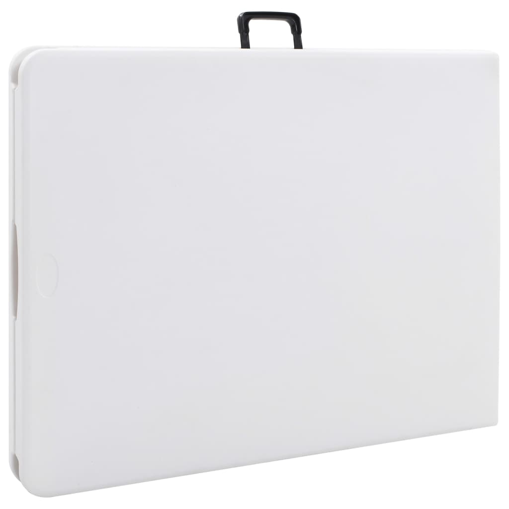 Mesa de jardim dobrável com 2 bancos 180 cm aço e PEAD branco