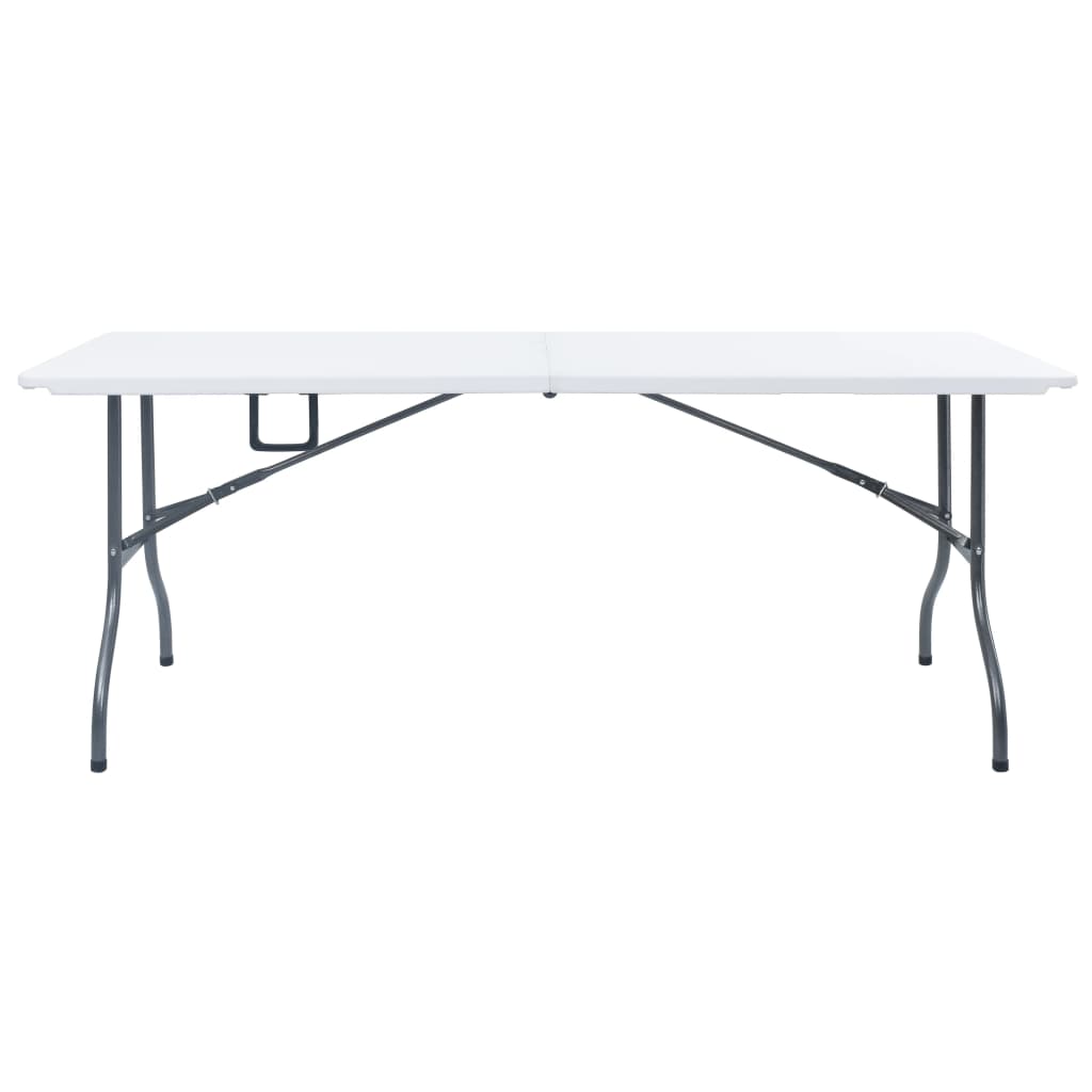 Mesa de jardim dobrável com 2 bancos 180 cm aço e PEAD branco