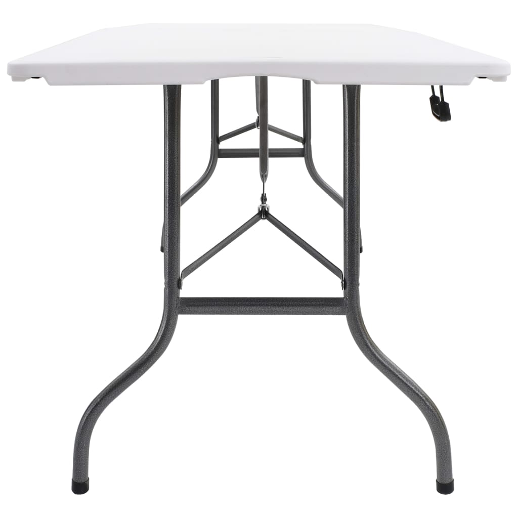Mesa de jardim dobrável com 2 bancos 180 cm aço e PEAD branco