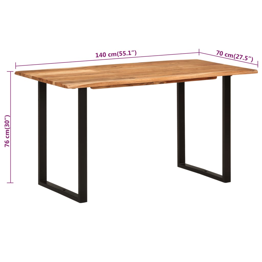 Mesa de jantar 140x70x76 cm madeira de acácia maciça