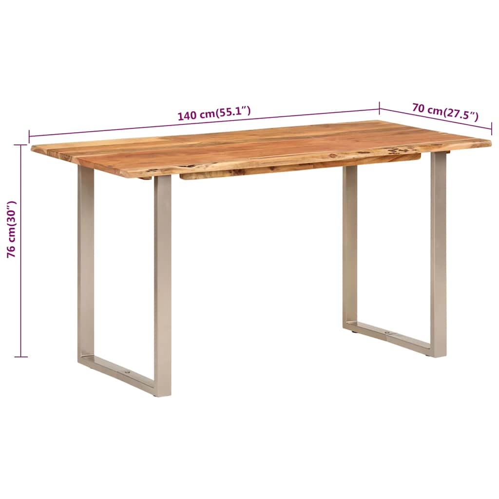 Mesa de jantar 140x70x76 cm madeira de acácia maciça
