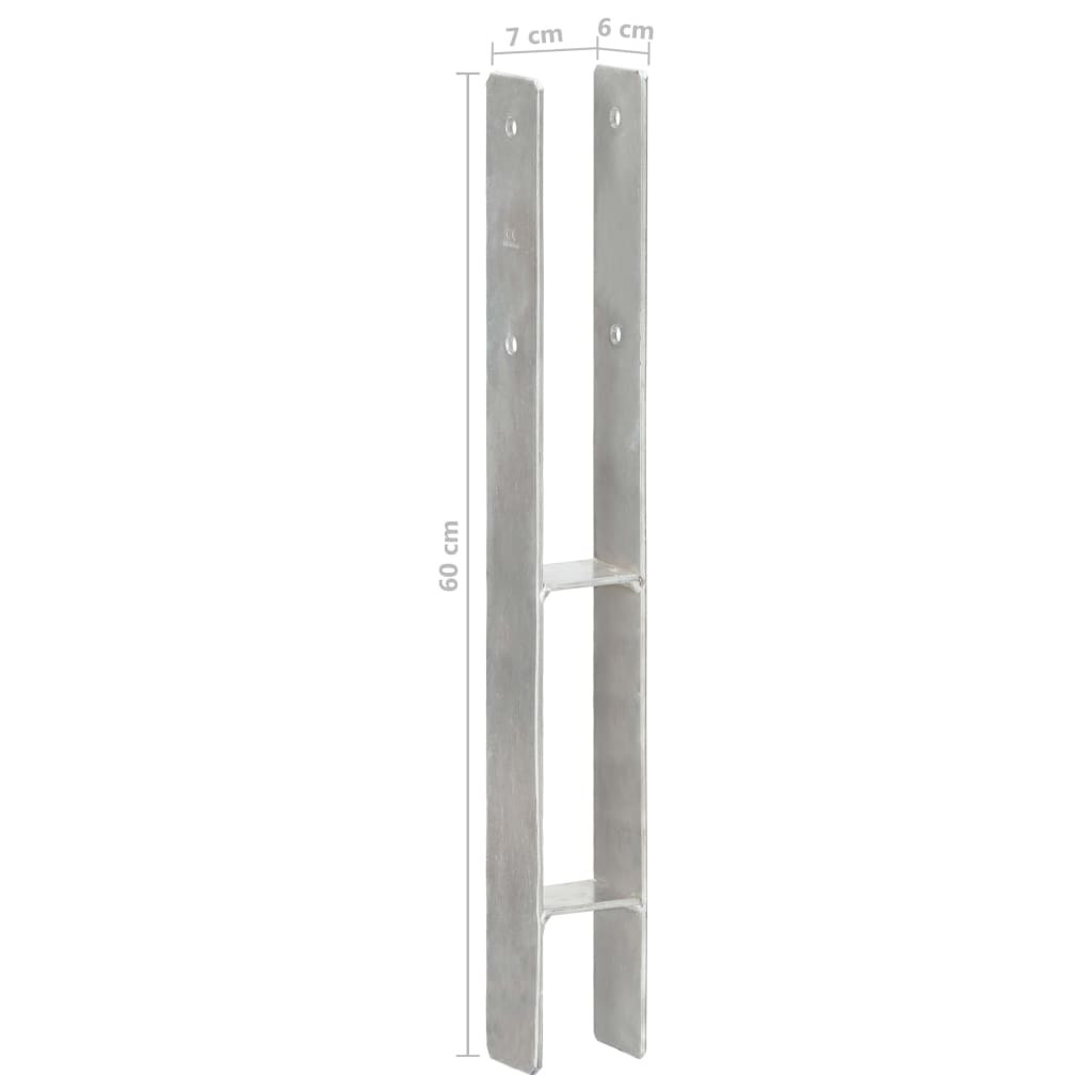 Âncoras de vedação 2 pcs 7x6x60 cm aço galvanizado prateado