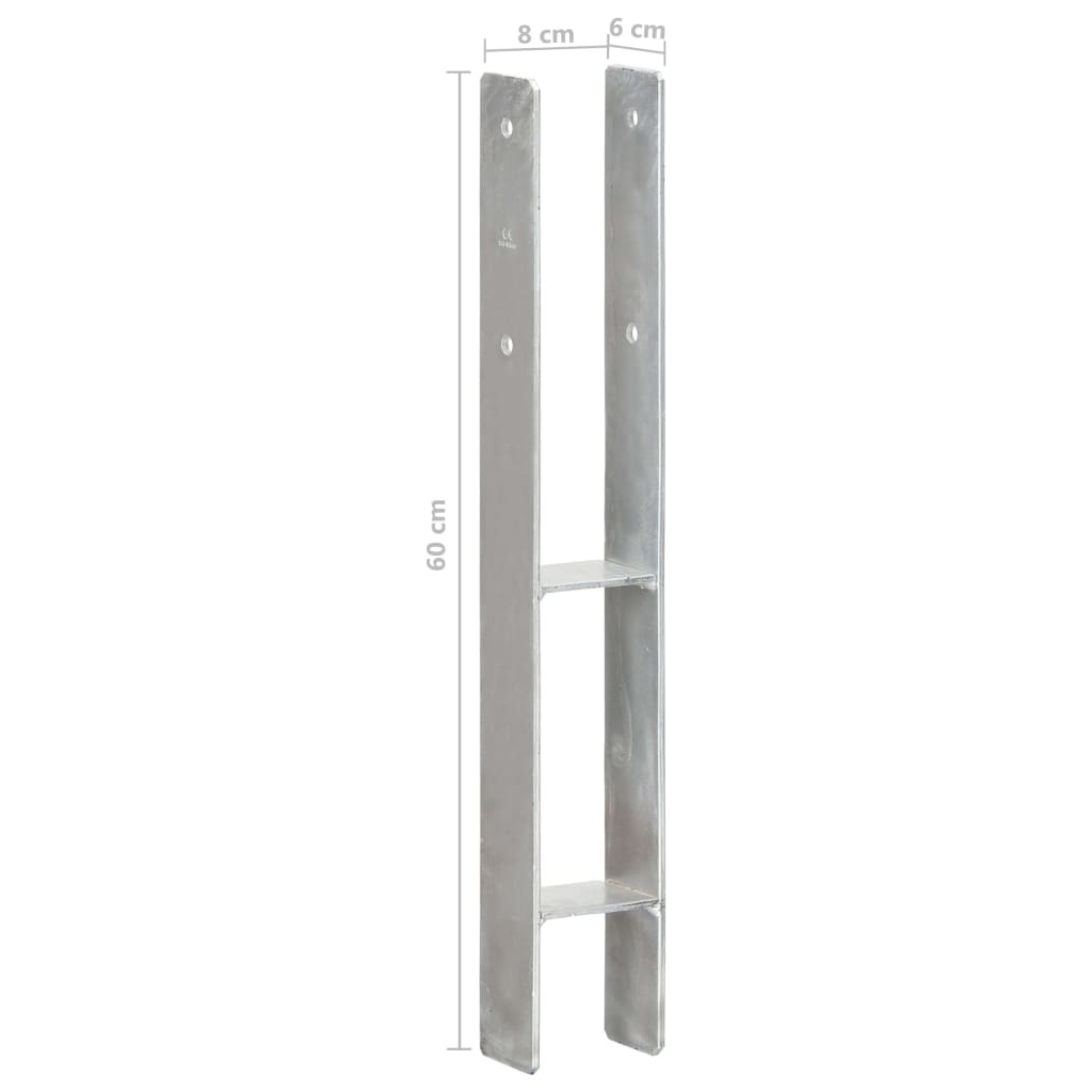 Âncoras de vedação 2 pcs 8x6x60 cm aço galvanizado prateado