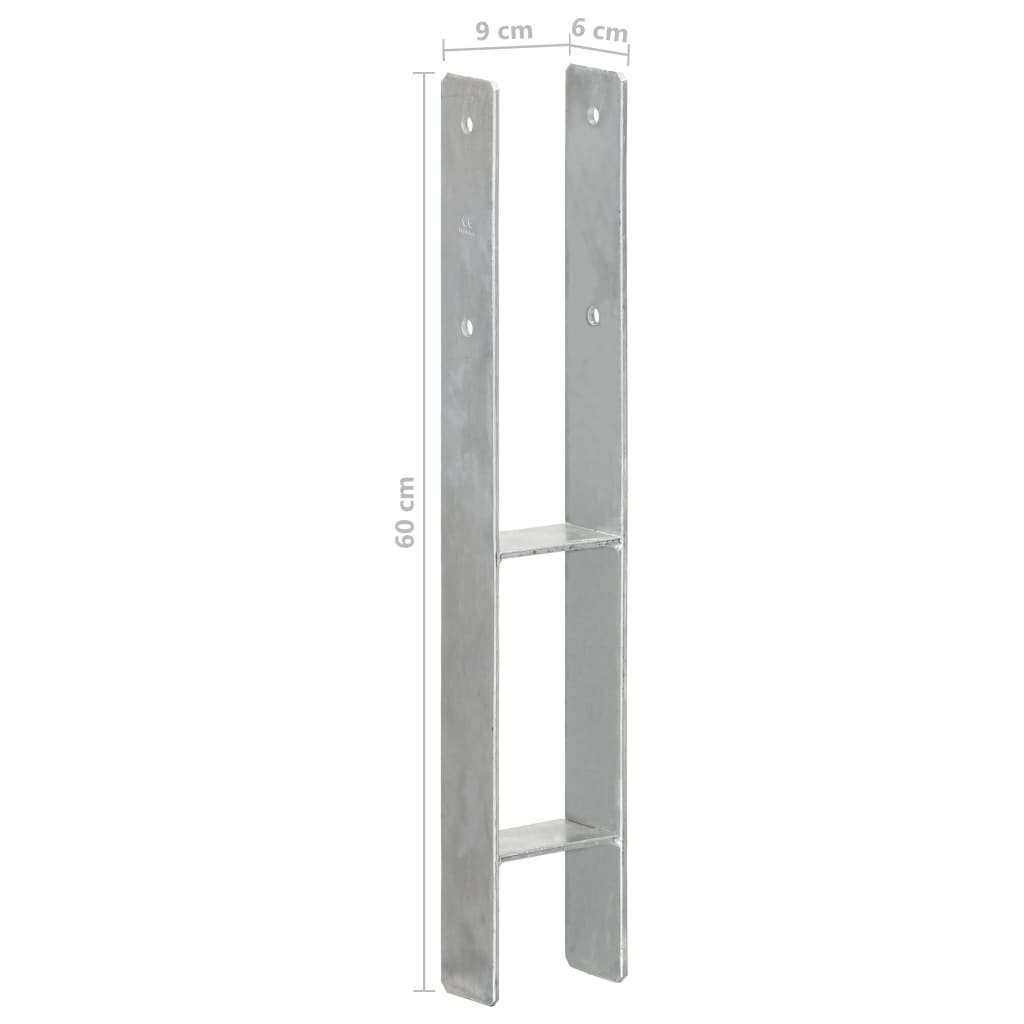 Âncoras de vedação 6 pcs 9x6x60 cm aço galvanizado prateado