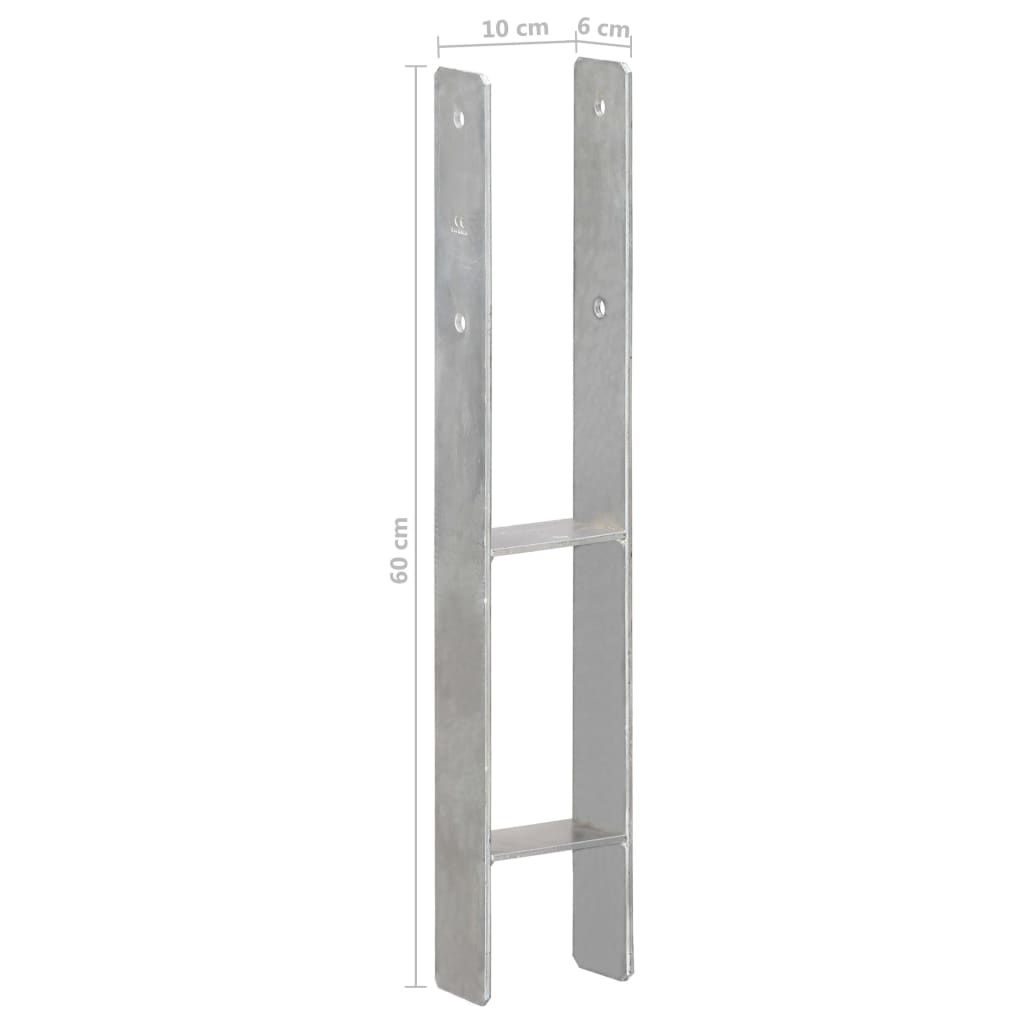 Âncoras de vedação 6 pcs 10x6x60 cm aço galvanizado prateado
