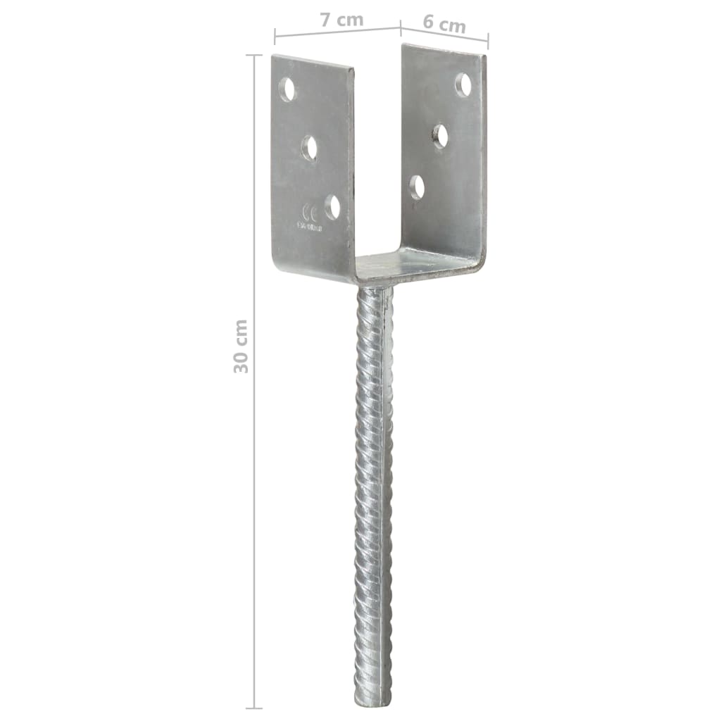 Âncoras de vedação 6 pcs 7x6x30 cm aço galvanizado prateado