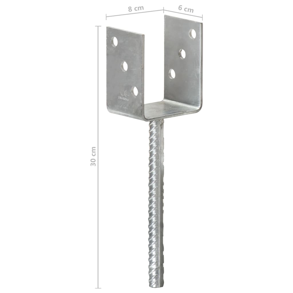 Âncoras de vedação 6 pcs 8x6x30 cm aço galvanizado prateado