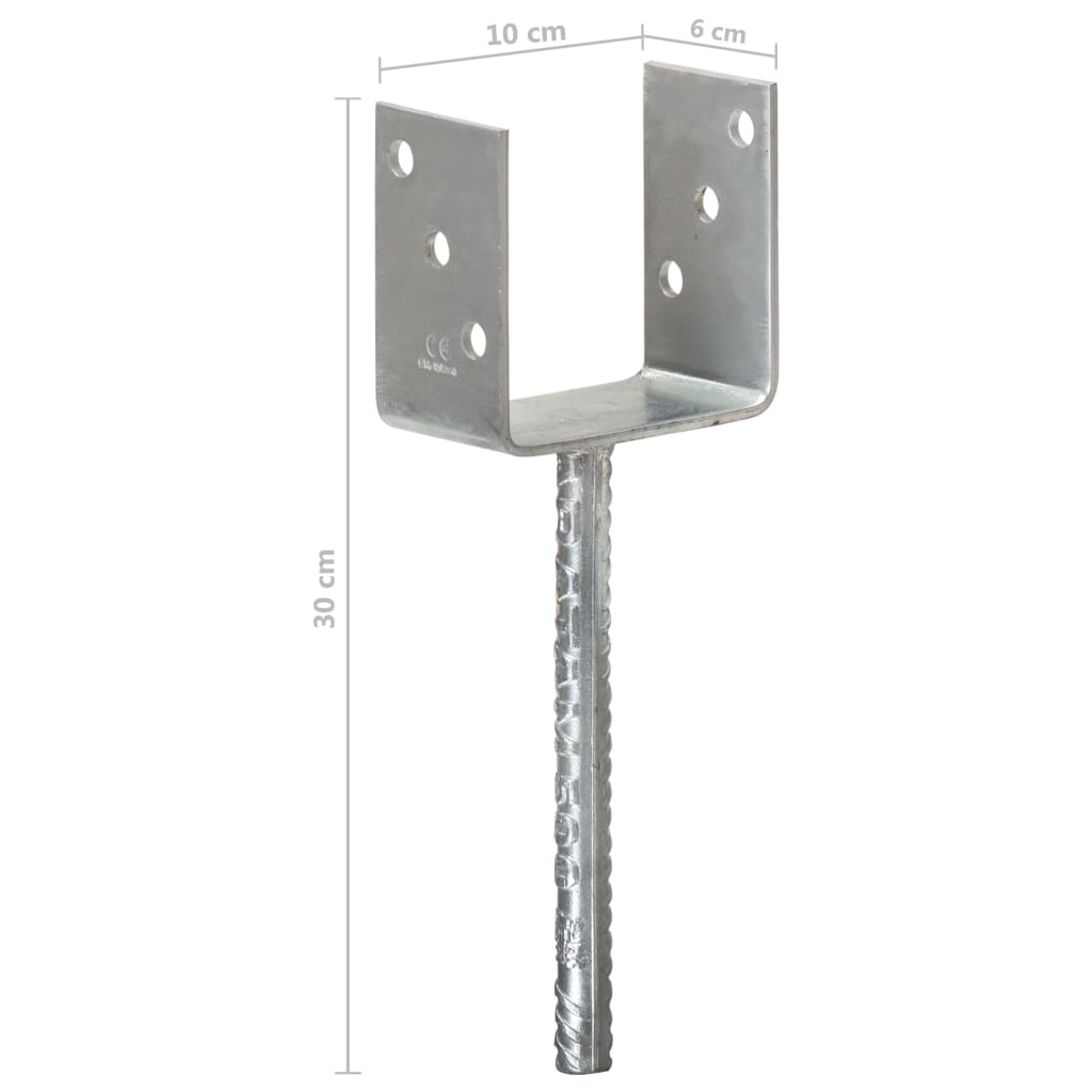 Âncoras de vedação 6 pcs 10x6x30 cm aço galvanizado prateado