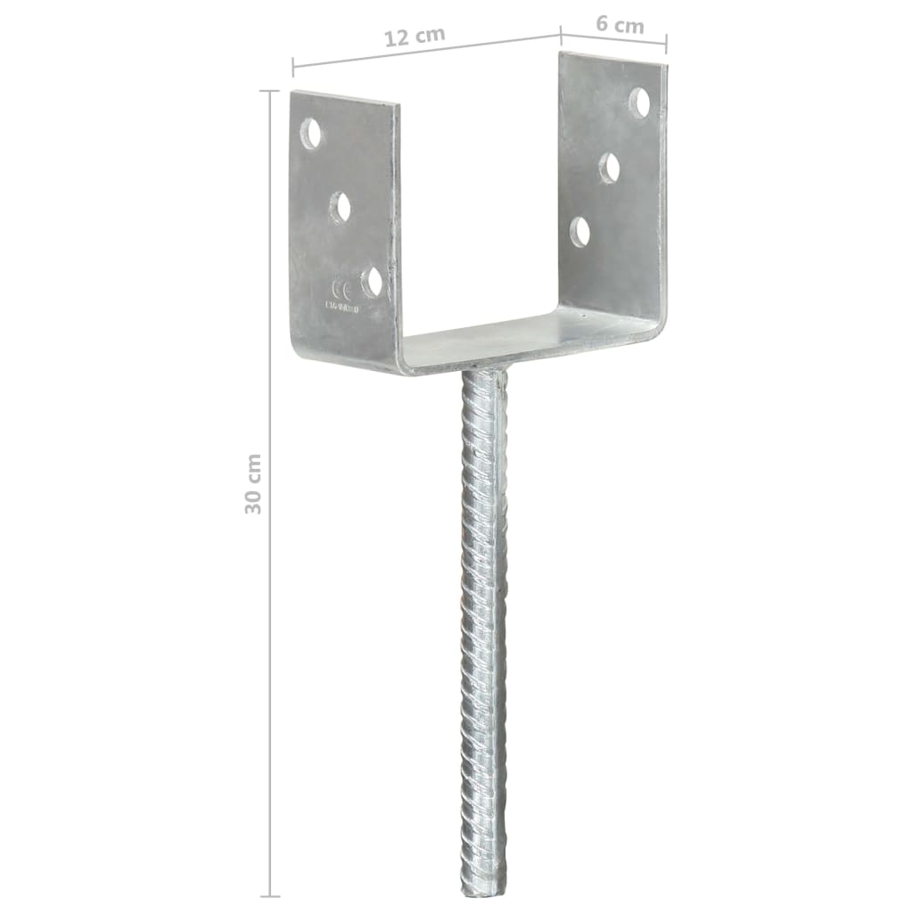 Âncoras de vedação 6 pcs 12x6x30 cm aço galvanizado prateado