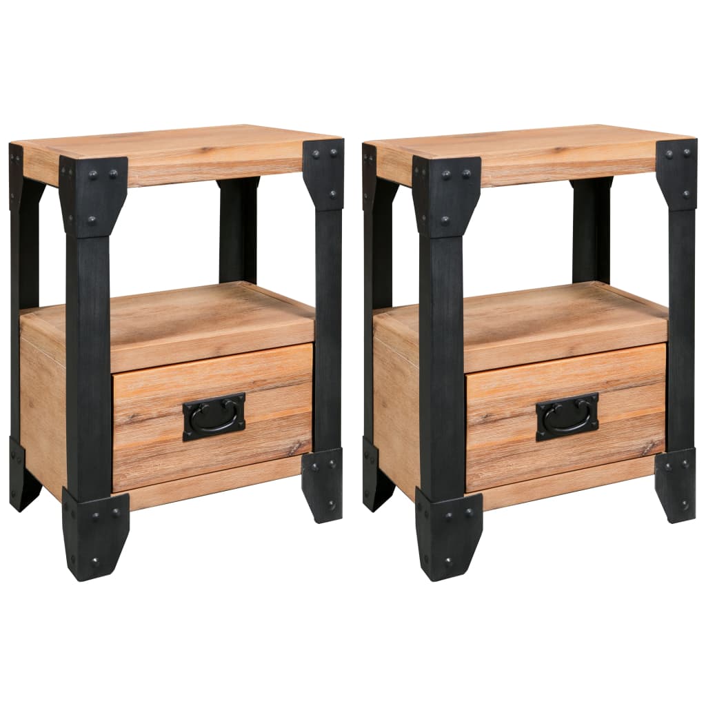 Mesas de cabeceira 2 pcs 40x30x54 cm madeira acácia maciça/aço