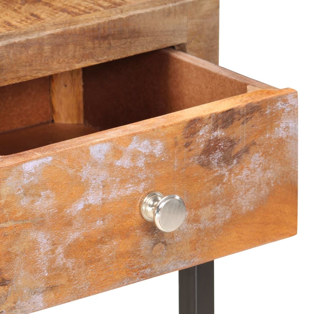 Mesa consola 90x30x75 cm madeira recuperada maciça dourado