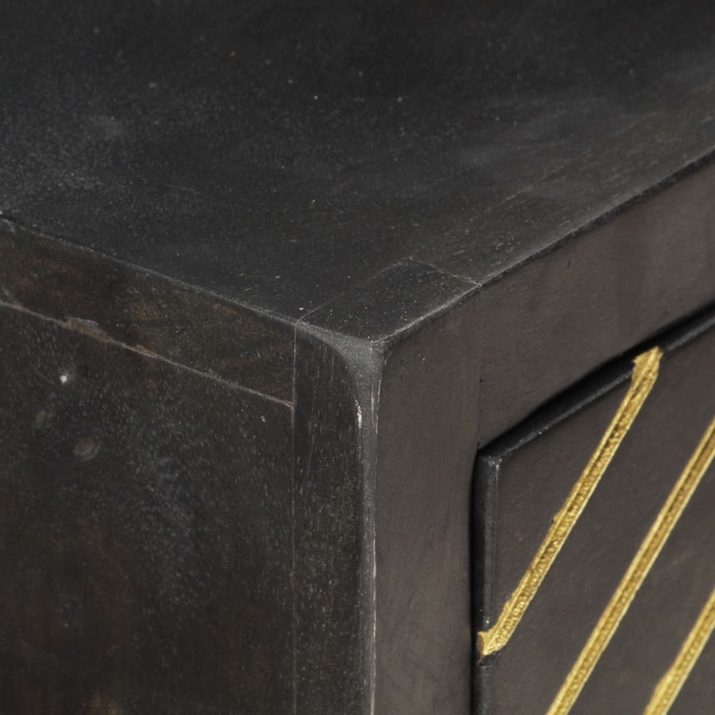 Mesa consola 90x30x75 cm mangueira maciça preto e dourado
