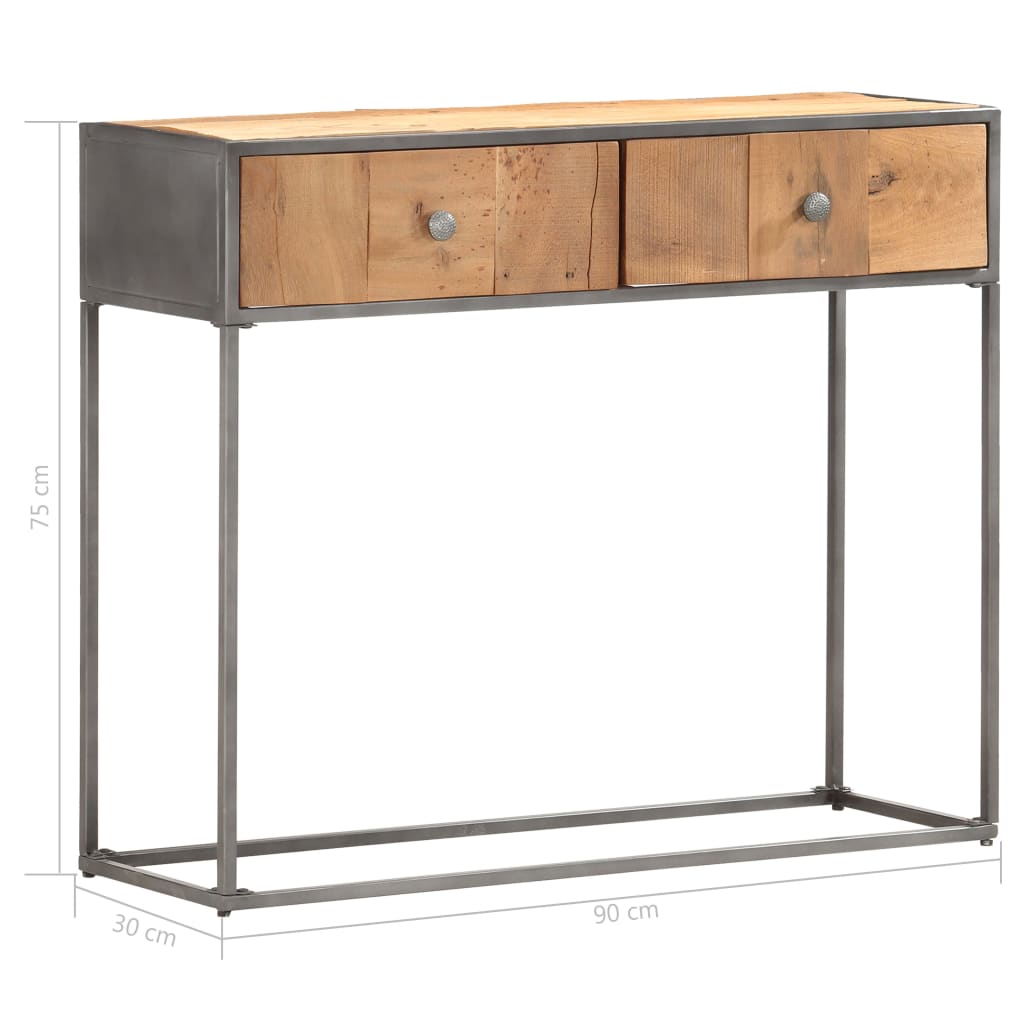 Mesa consola 90x30x75 cm madeira recuperada maciça