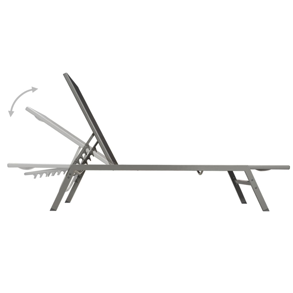 Espreguiçadeiras com mesa 2 pcs aço e textilene preto