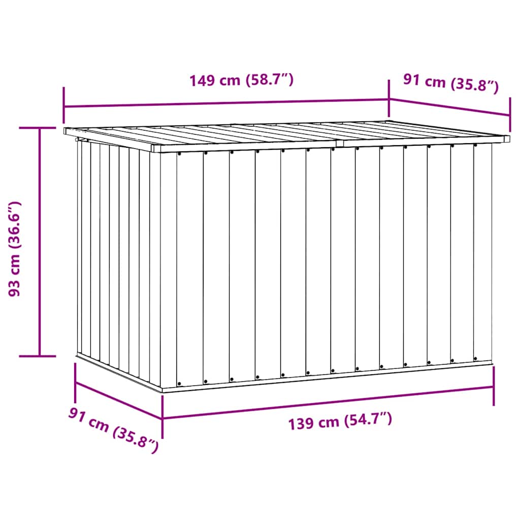 Caixa de arrumação para jardim 149x99x93 cm castanho