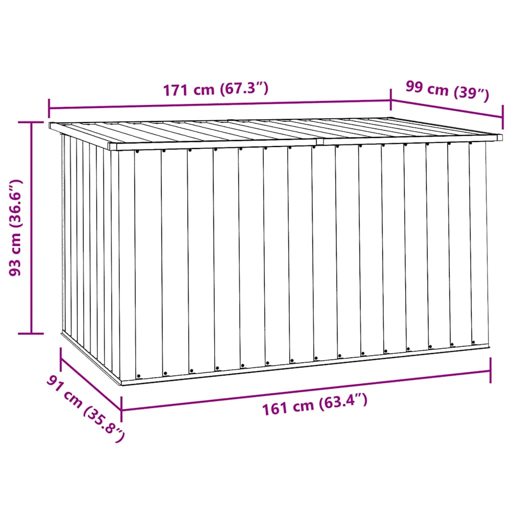 Caixa de arrumação para jardim 171x99x93 cm cinzento