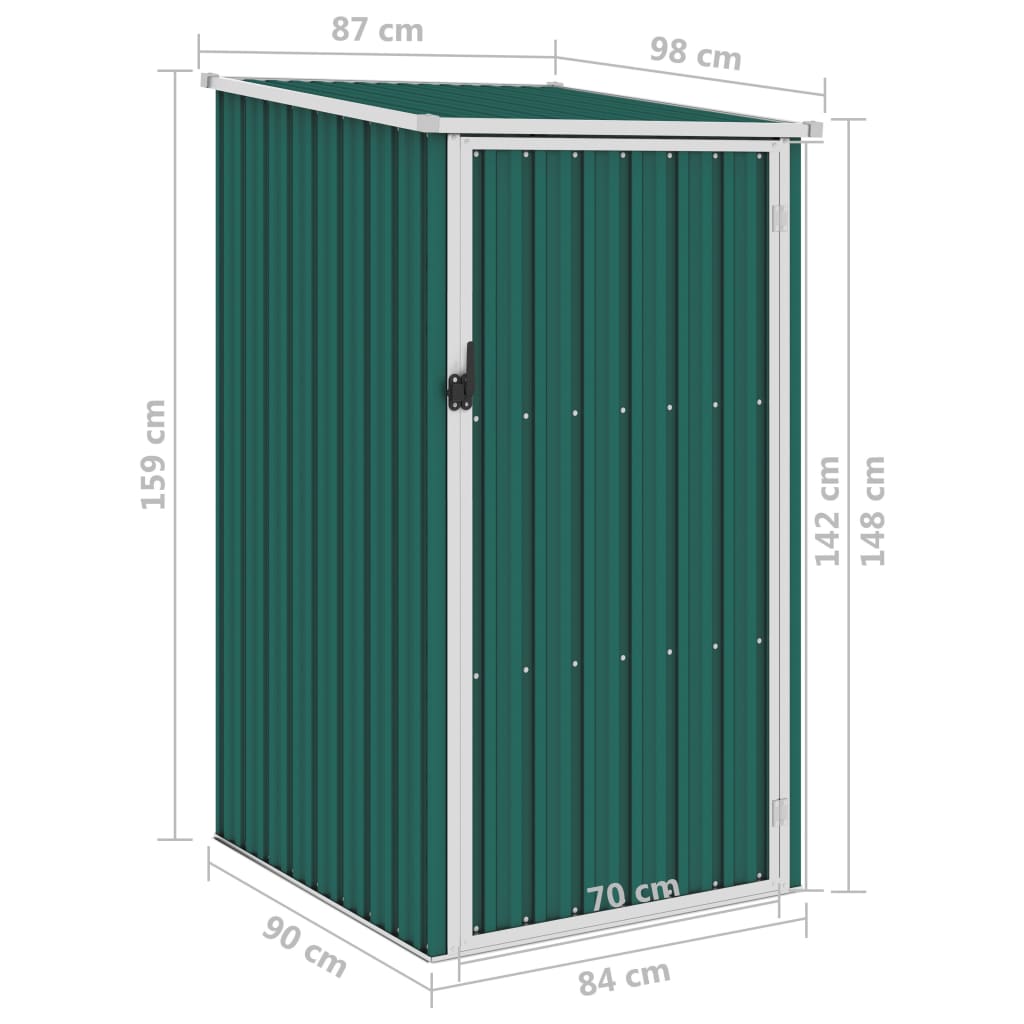 Abrigo de jardim 87x98x159 cm aço galvanizado verde