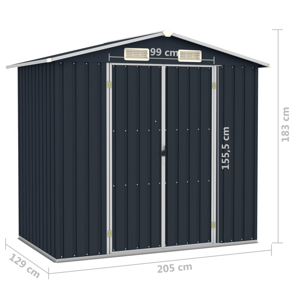 Abrigo de jardim 205x129x183 cm aço galvanizado antracite