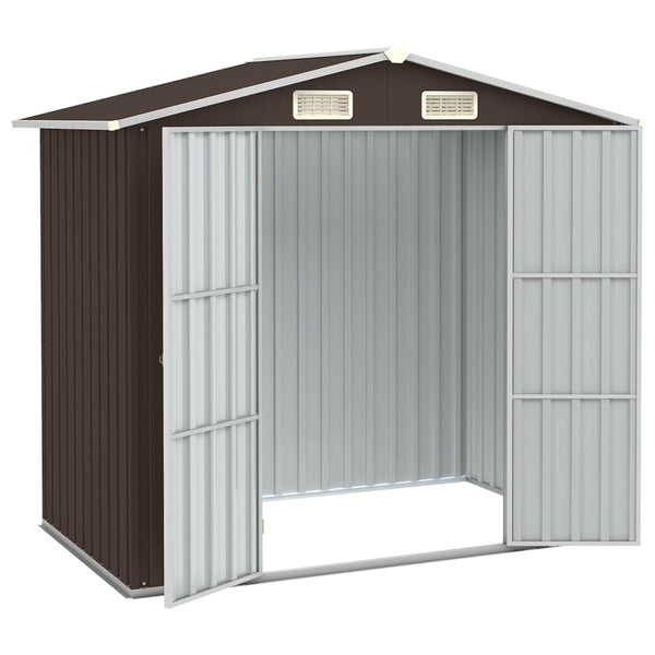 Abrigo de jardim 205x129x183 cm aço galvanizado castanho